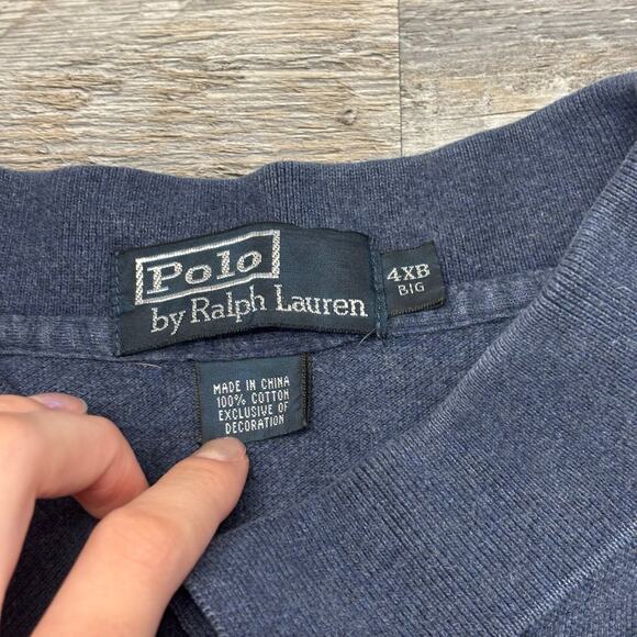 Vintage 90s Y2K Polo Ralph‎ Lauren Blue Red  Pony Mens 4XB Short Sleeve Polo - Picture 4 of 11